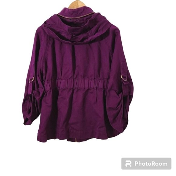 French Connection Underground Purple Twill Cotton & Linen Jacket Women's Size 10 - Picture 7 of 15